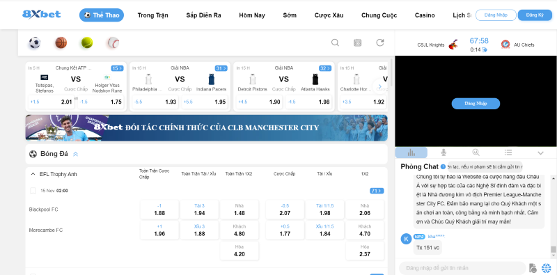 Nhà cái 8xbet mở cược với nhiều giải đấu bóng đá