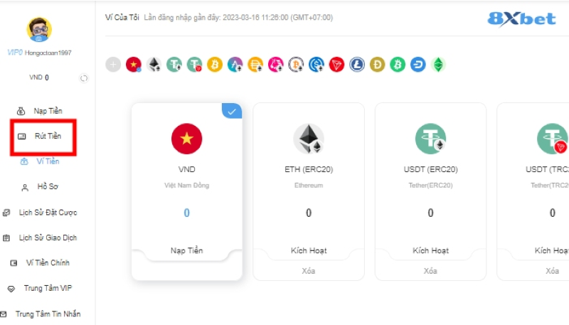 Những lưu ý khi nạp rút tiền tại nhà cái 8xbet